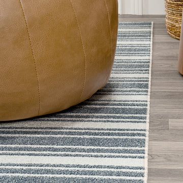 Fawning Two-tone Striped Classic Low-pile Machine-washable Area Rug